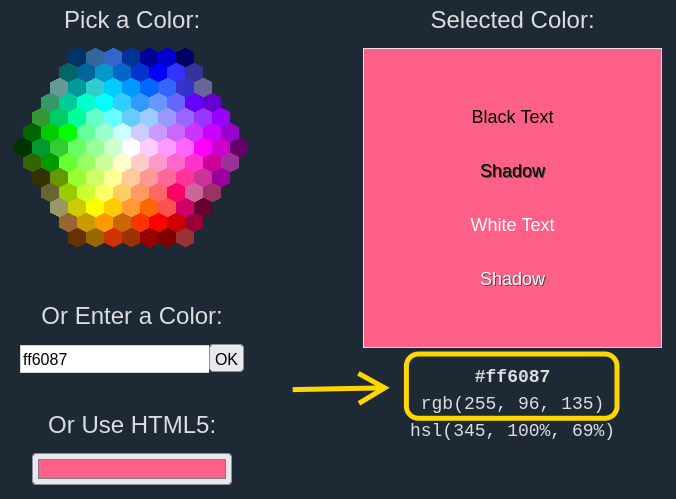 Pink-ish color selected in a color picker